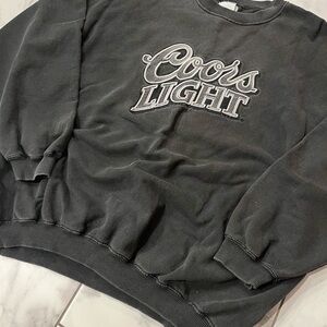 Vintage Coors Light Beer Boxy FADED Oversized 90’s Embroidered Crewneck Sweater